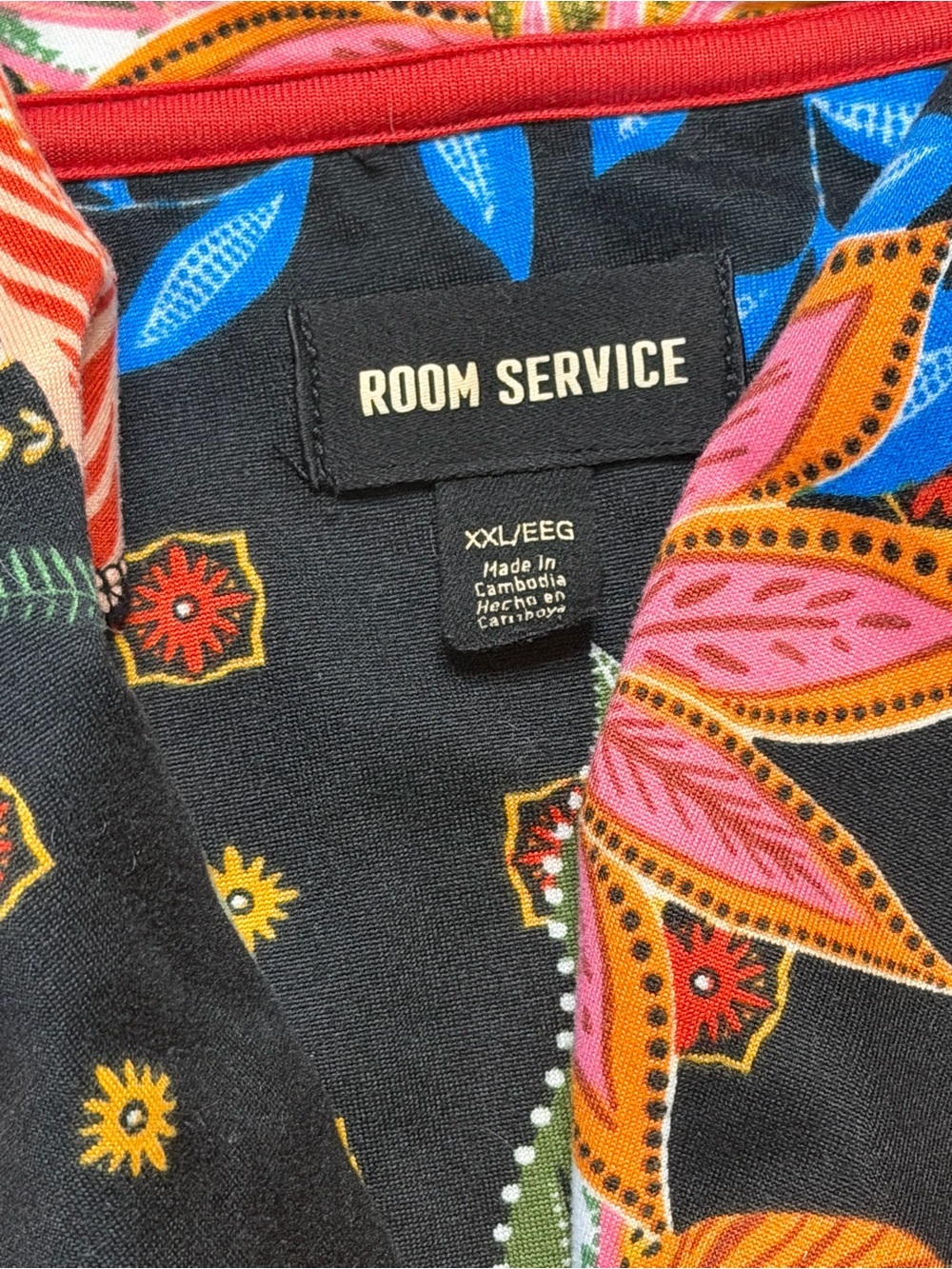 Room Service Floral Tiger Print Pajama Set Womenâs XXL Black Button Front Lounge - Picture 2 of 14